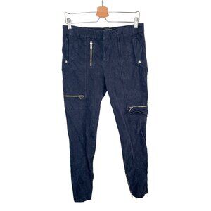 A.L.C. Womens Navy Corduroy Cargo Zipper Slim Pants Size 8